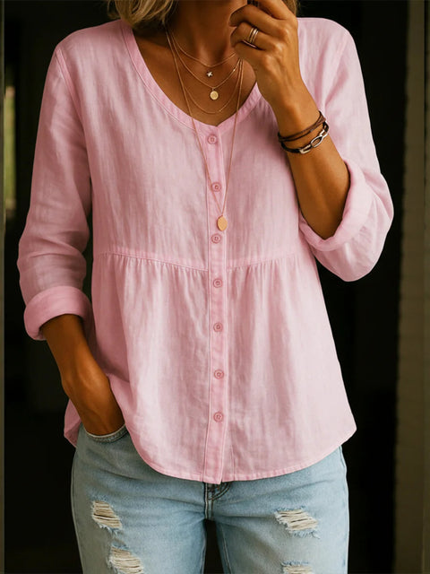Crew Neck Women's Floral 3D Printed Women's Henley Shirt m302611