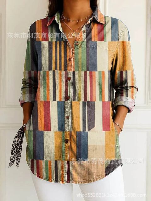 Long Sleeve Button Shirt Line Button Shirt m303196