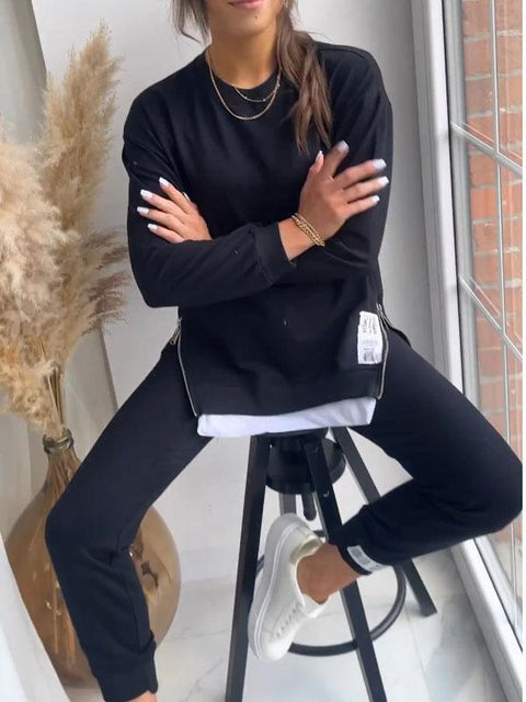 Splicing fake two-piece sweater sweatpants set m302319