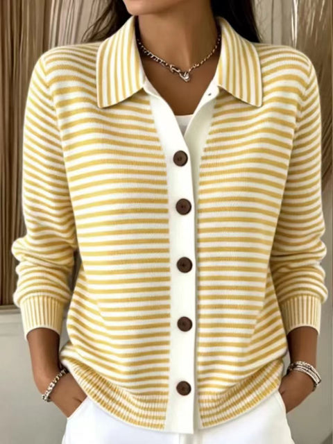 Knitted striped sweater cardigan jacket m303216
