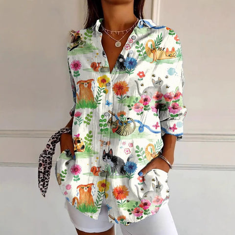 European and American trend long-sleeved shirt printing 3D shirt floral pattern m301726