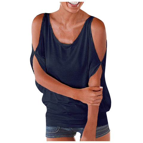 Off shoulder bat loose short sleeved T-shirt casual top m300108