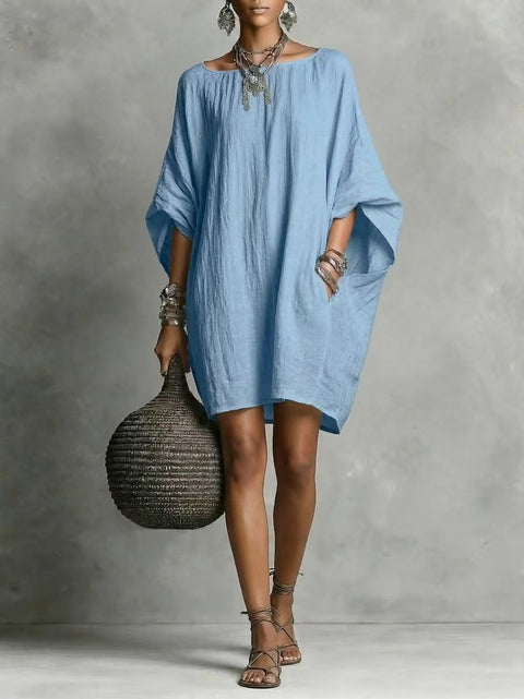 Casual fashion imitation cotton and linen batman loose dress m302951