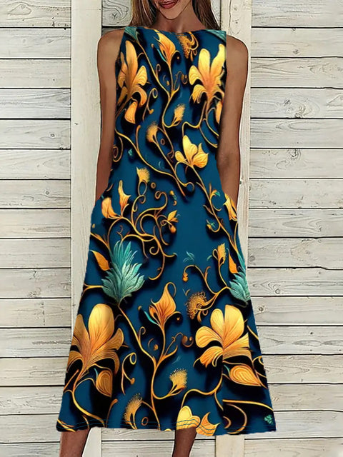 Vest print elegant plus size dress m301207