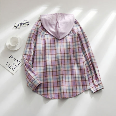 Hooded sweater breasted casual shirt jacket m300518