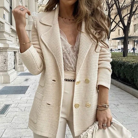 Short Textured Casual Top Long Sleeve Jacket Autumn and Winter New Women's M301625