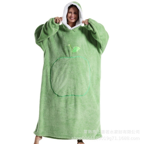 Long loungewear wearable lazy TV blanket double-sided comfortable cotton lint nightgown m302148
