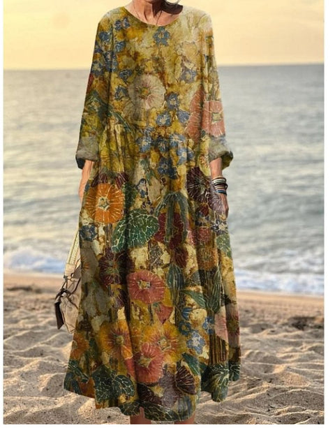 3D printed casual loose dress women m301278