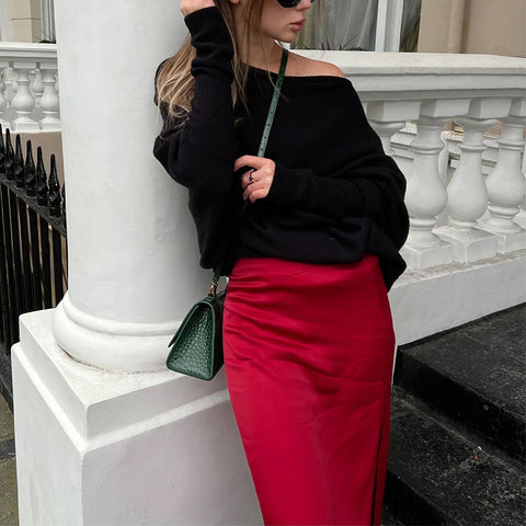 Crew neck long sleeve comfortable temperament knitted pleated jumper m302318