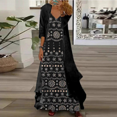 Women's inner dress two-piece floral print dress m302894