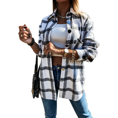 New loose medium and long woolen coat for women m300376