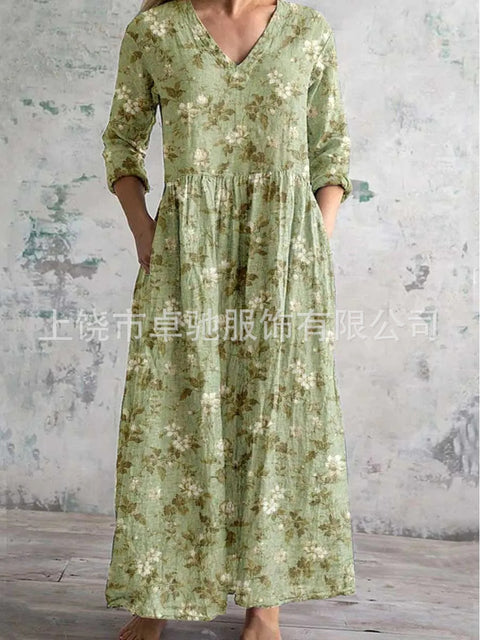 3D printing summer casual loose long-sleeved dress m301729