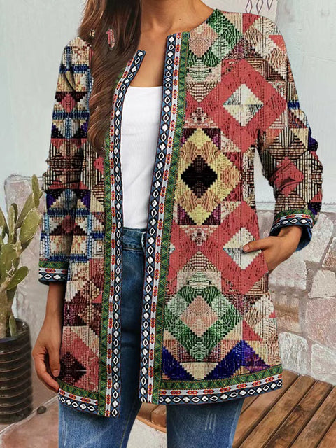 Autumn and winter retro ethnic style print jacket cardigan m303251 04