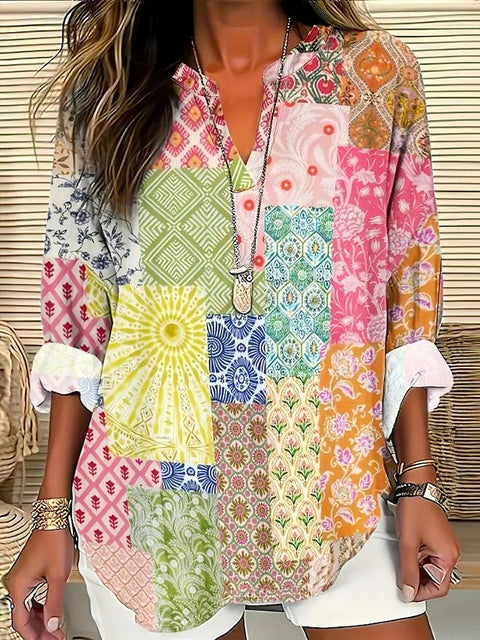 Floral simple casual temperament T-shirt long sleeve m301361