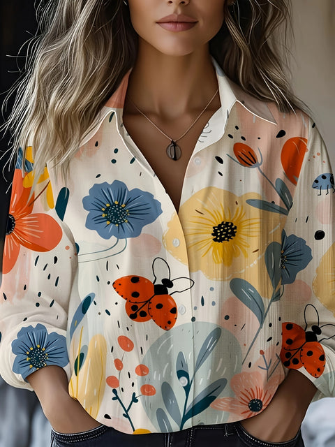 Fashion women's clothing European and American versatile printing casual lapel m301565