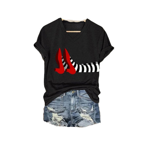 3D digital printing letter series women's V-neck short-sleeved T-shirt m301557