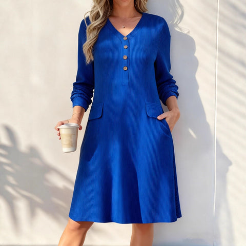 Comfortable and thin pit strip long sleeves knitted dress m302221