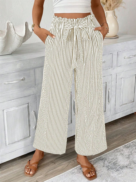 Striped casual elegant straight-leg pants for women m301455