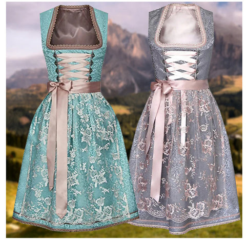 Oktoberfest women's skirt square neck waist strap lace apron m300483