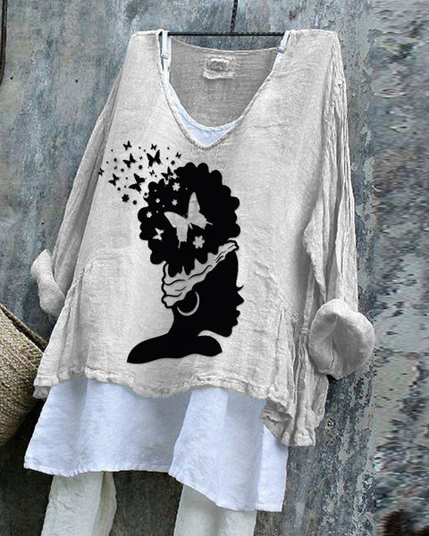 Long-sleeved printed casual pullover loose round neck single-piece T-shirt m301042