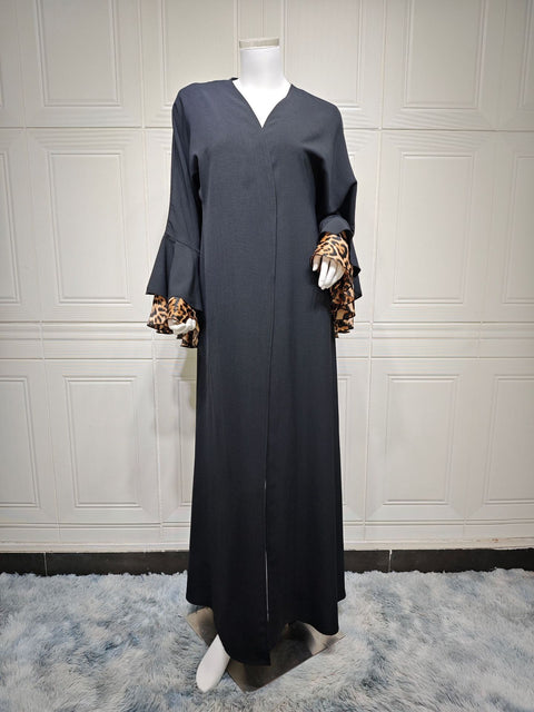 New leopard print dress robe long skirt cardigan m301185