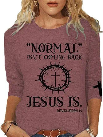 Crew neck print solid color T-shirt m300770