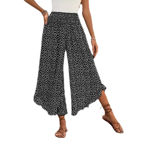 Casual polka dot loose high waist waist thin wide leg pants m302764