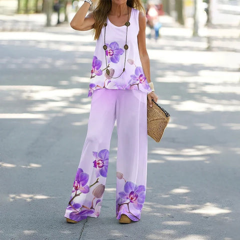 Casual fashion vest trousers set crew neck sleeveless top m301296 04