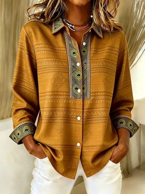 Women's unique ethnic style printed long-sleeved shirt m303211