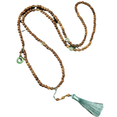 Guofeng Crossbody Chain Ya Bai Buddha Bead Fringed Necklace Retro Sweater Chain m3331290