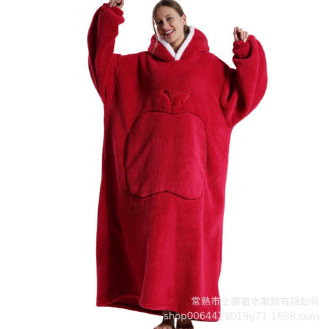 Long loungewear wearable lazy TV blanket double-sided comfortable cotton lint nightgown m302148