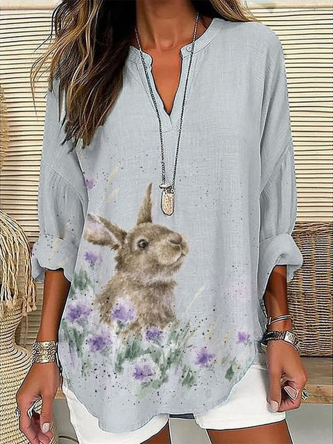 Loose printing round neck casual large size pullover women's clothing T m301359