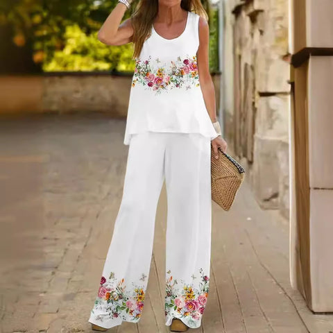 Casual fashion vest trousers set crew neck sleeveless top m301296 04