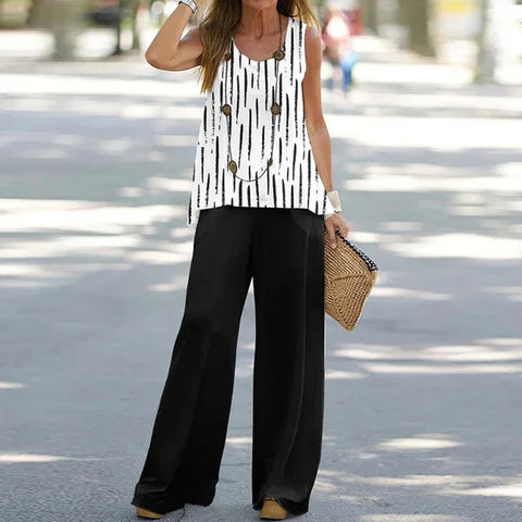 Casual fashion vest trousers set crew neck sleeveless top m301296 04
