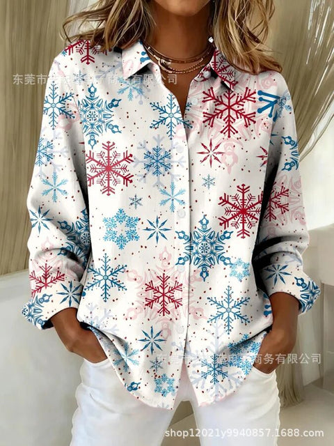 Retro Striped Creative Fashion Versatile Long Sleeve Women's Lapel Shirt m302197