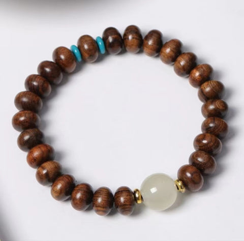 Natural Vietnamese Huanghuali 108 Buddha Beads Bracelet, Rosewood Lotus Bracelet, Wenwan Fragrant Wooden Bracelet m3331302