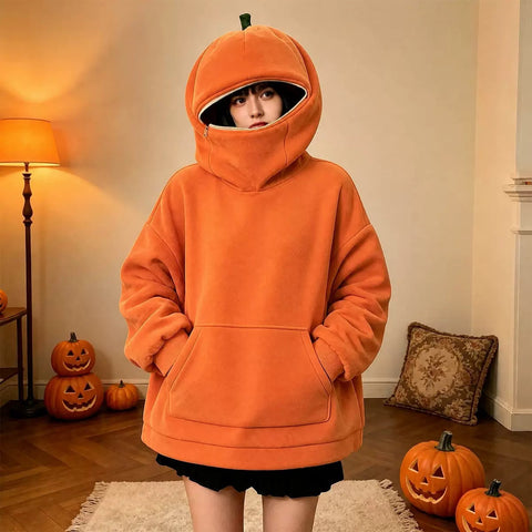 Halloween pumpkin sweater loose hooded top m303232