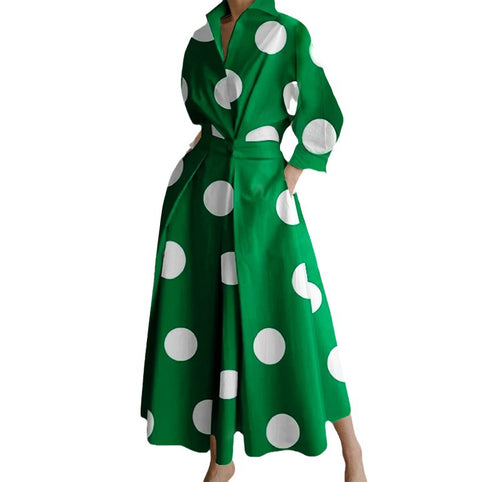 Fashion Long Sleeve V-neck Printing Dress M300331