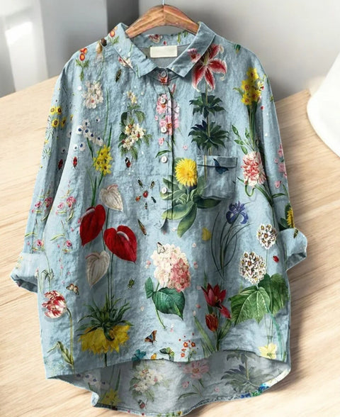 Loose printing round neck casual large size women's T-shirt m302702