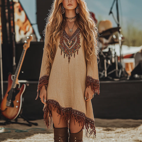 Dress lace loose print dress m301536