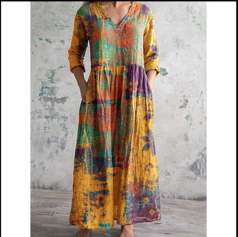 3D printing summer casual loose long-sleeved dress m301729
