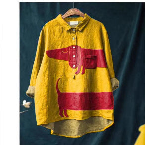 Loose printing round neck casual large size women's T-shirt m302702