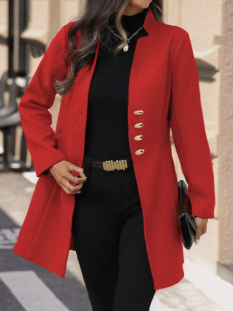 Lapel slim solid color women's tweed coat coat women's m300597