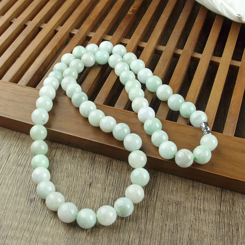 Jade A necklace, natural jadeite women's round bead jade necklace 108 beads extended m3331274