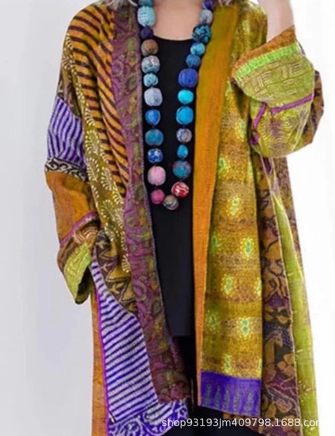 independent stations Amazon popular spot loose ethnic style large size long sleeve printed cardigan m301647