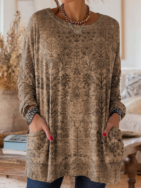 Digital printing women's fashion round neck medium and long top T-shirt m302271