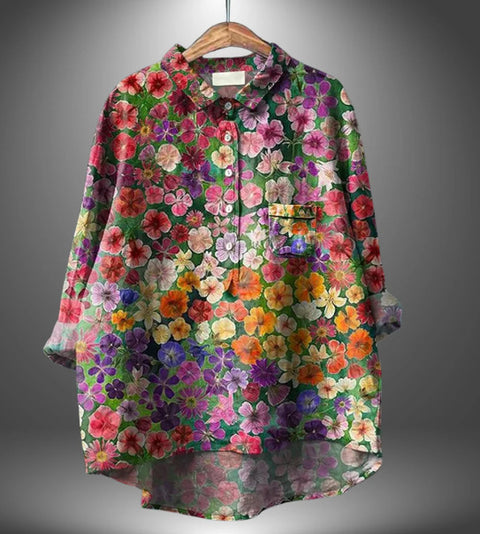 Loose printing round neck casual large size women's T-shirt m302702