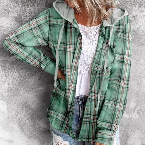 Hooded sweater breasted casual shirt jacket m300518