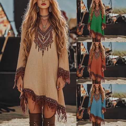 Dress lace loose print dress m301536