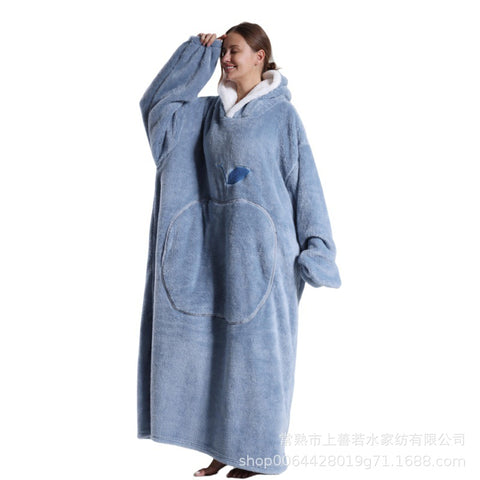 Hooded lazy couple loungewear new comfortable cotton lint lazy blanket can wear blanket m302151